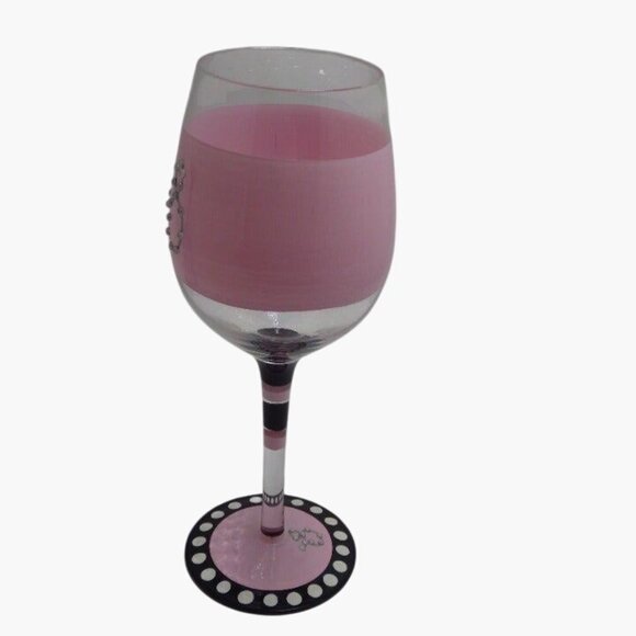 Wine Glass Rhinestone Ampersand Black And Pink - Picture 2 of 9